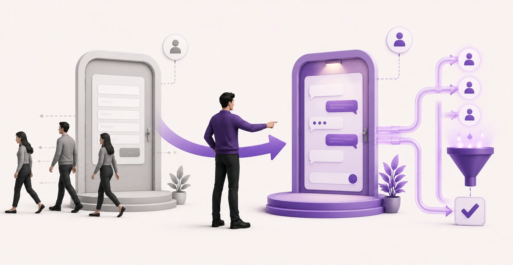 A marketer replacing a passive static lead form with an active conversational AI chatbot that qualifies and routes leads in real time