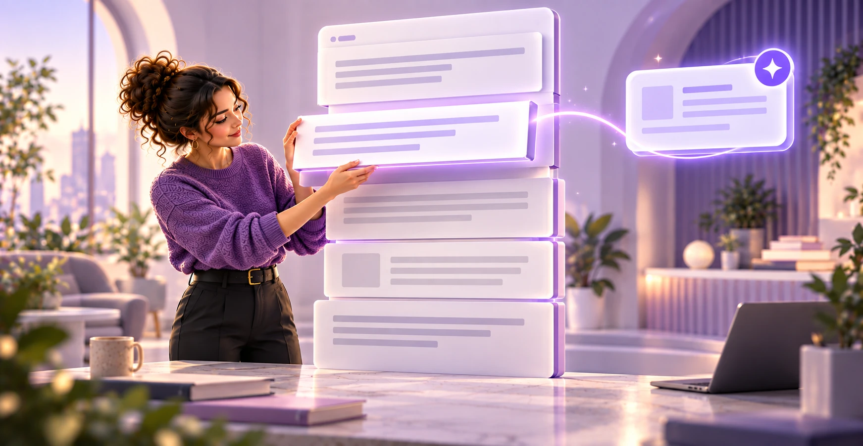 A marketer rewriting a page into self-contained blocks that an AI system can lift and quote directly