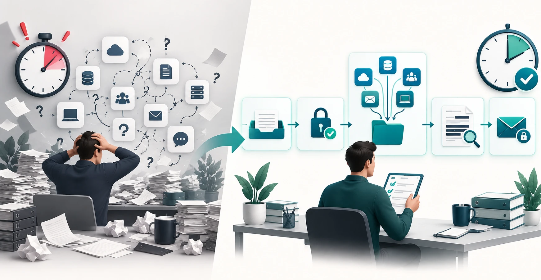 A marketer running a structured data subject access request workflow with intake, identity verification, data gathering, and deadline tracking
