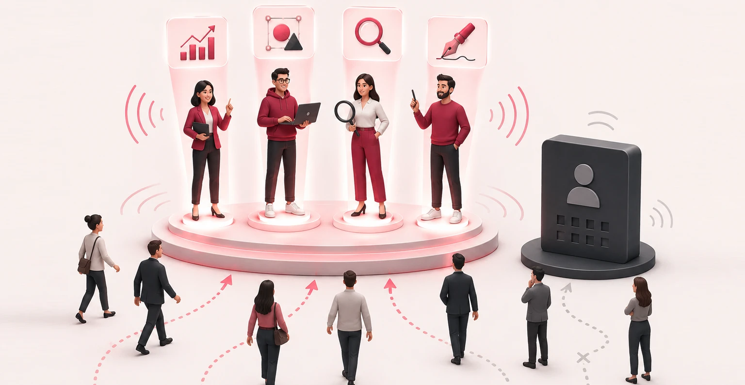 A small agency team whose individual visibility on social attracts inbound client enquiries