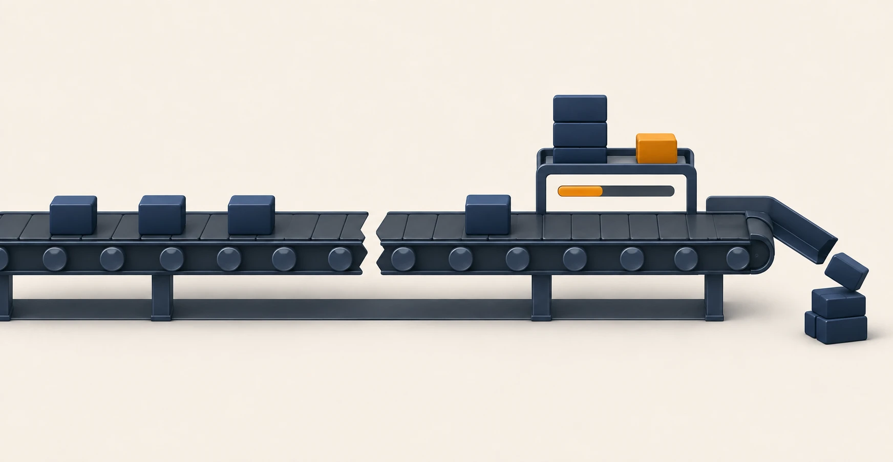 A tightly packed row of slots with no gaps beside a looser row with deliberate empty spaces absorbing a disruption