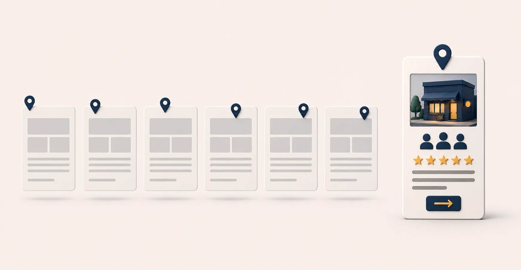 Near-identical templated pages differing only by place name beside one page carrying substance unique to its location