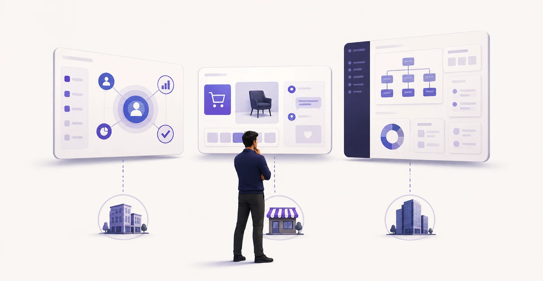 A marketer choosing between three CRM platforms by matching each to a different business model rather than a feature checklist
