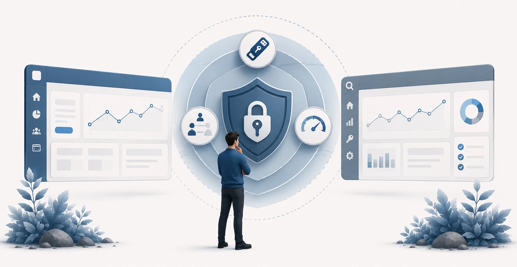 A marketer securing Meta and Google Ads accounts with layered defenses like passkeys, least-privilege access, and budget alerts
