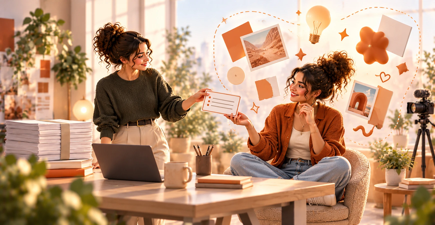 A marketer handing a creator a short one-page brief with clear boundaries instead of a locked script