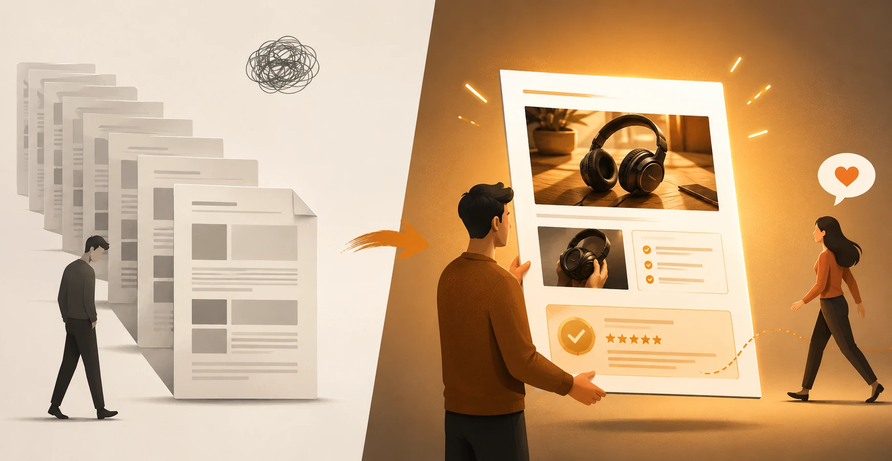 A marketer writing an affiliate review that balances search ranking and reader conversion at the same time