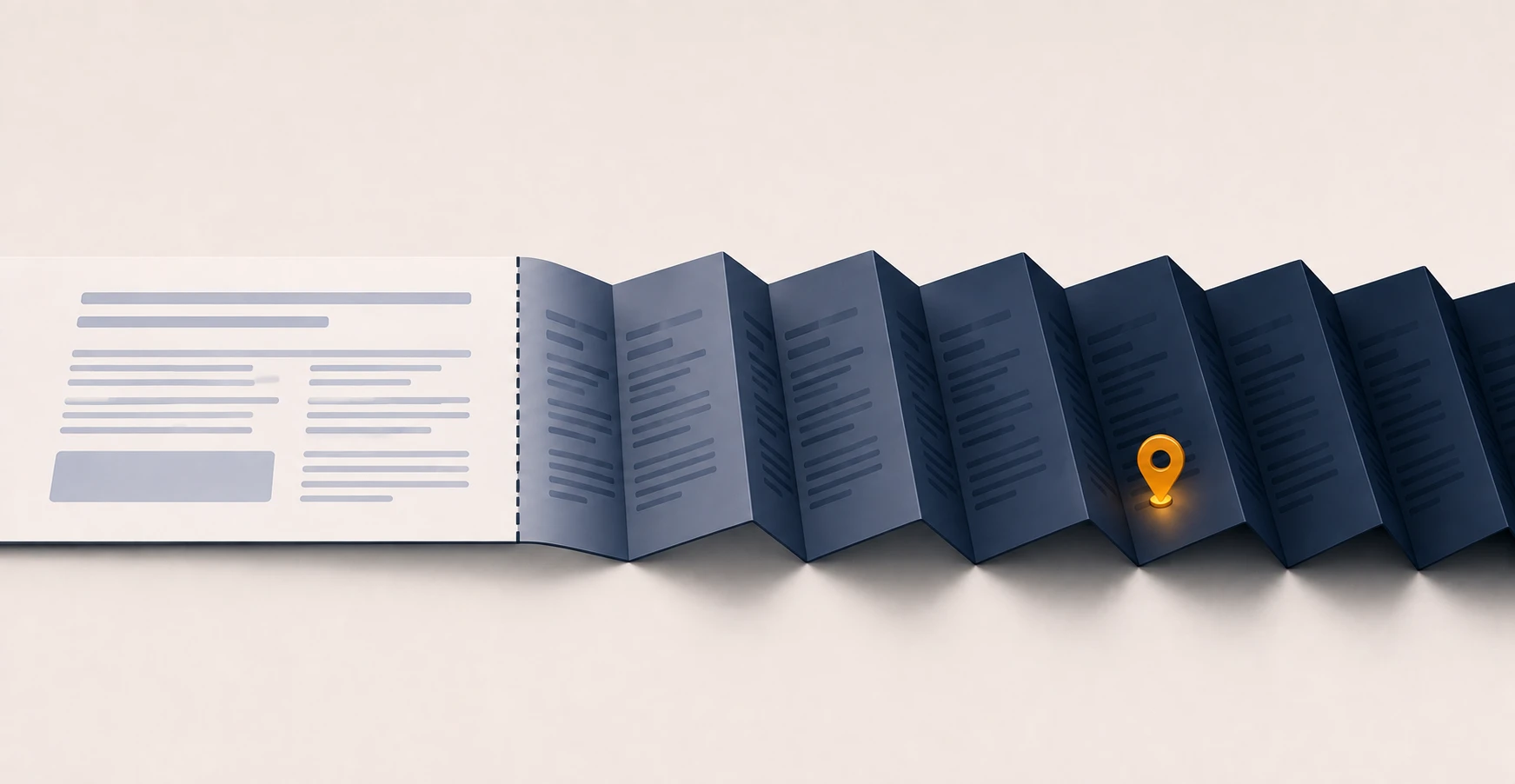 A long ribbon of text with a hard cut line early in it, everything past the cut folded away and unread