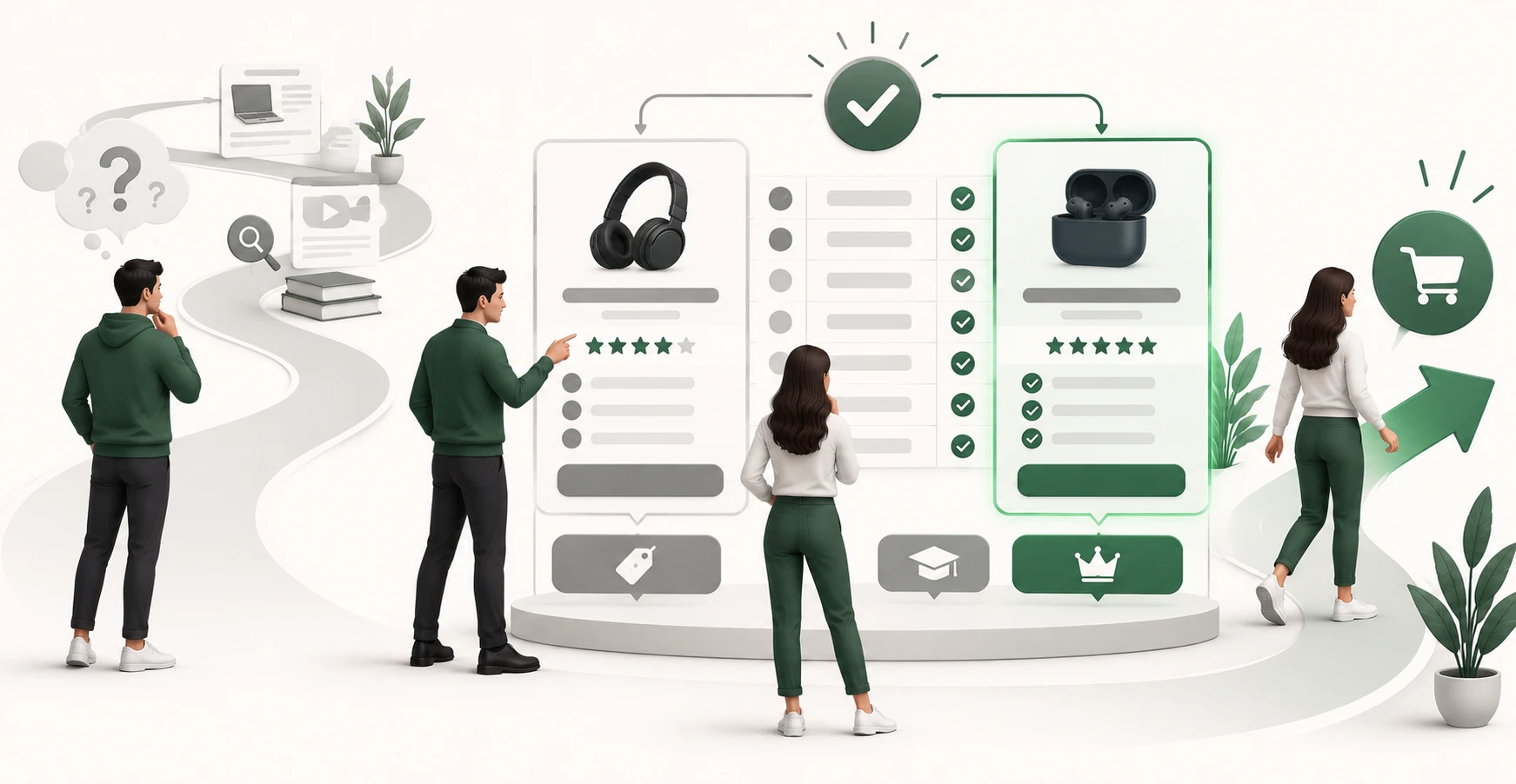 A marketer building a product comparison page with a side-by-side table and clear verdict to win high-intent buyer searches