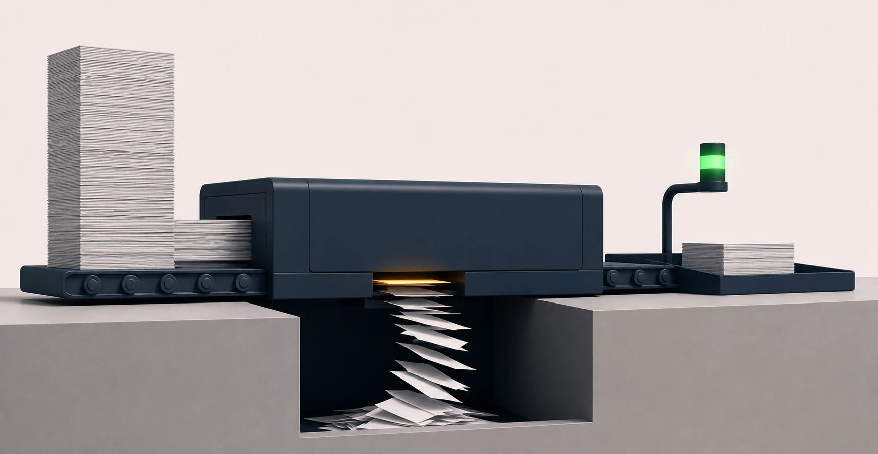 Two identical sealed outputs where only one has a visible chain of working beneath it